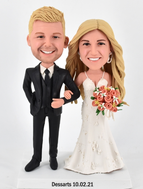Custom cake toppers fully handmade bouquets wedding couple