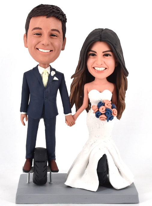 Custom cake toppers Wedding ceremony riding Electric unicycles
