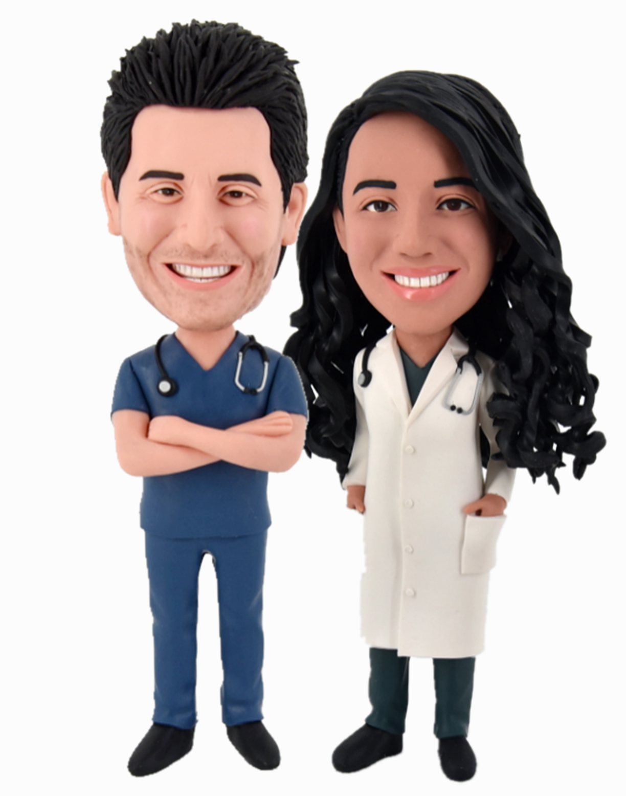 Custom cake toppers doctors and nurse couple