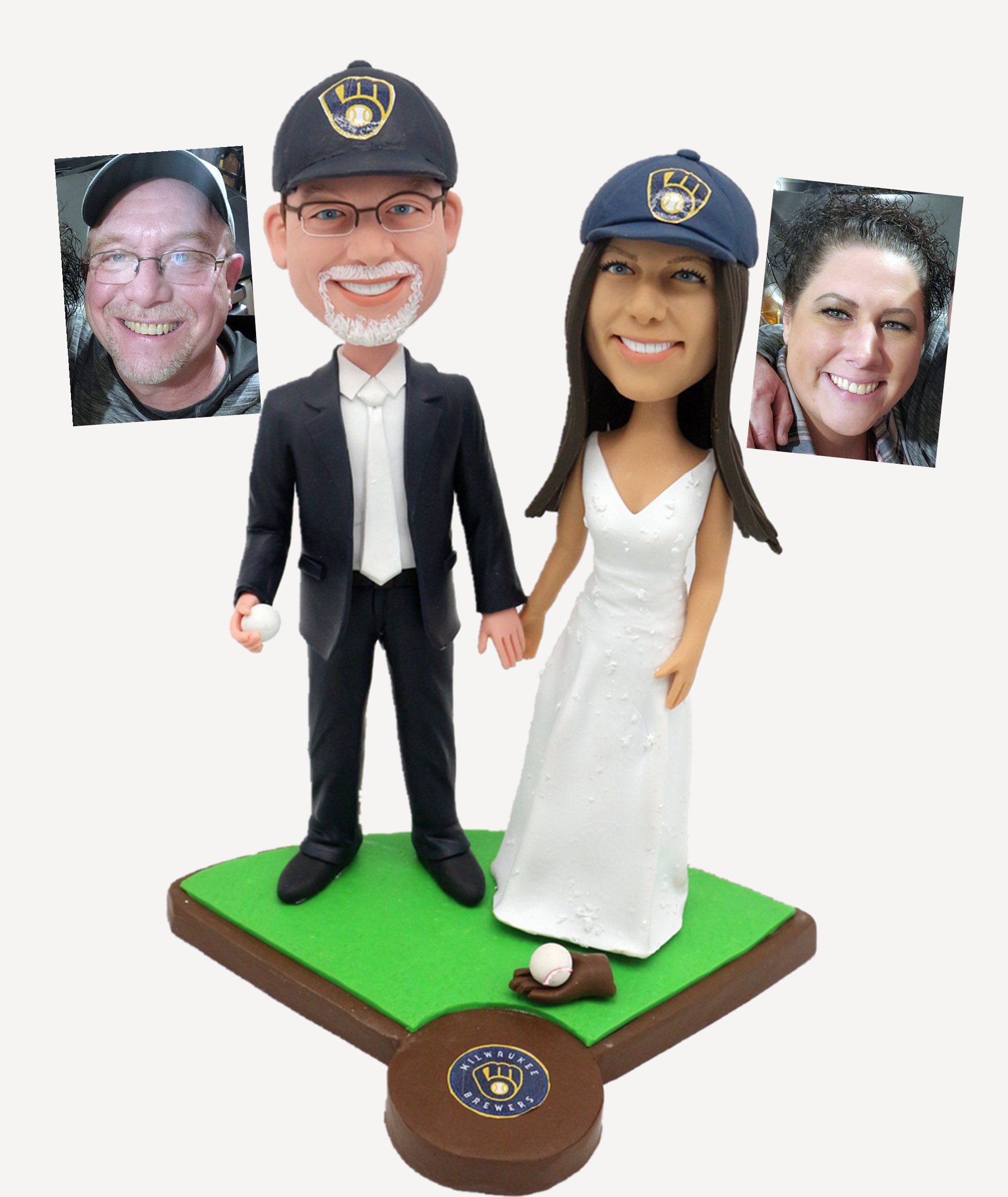 Custom cake toppers baseball Yankee couple anniversary gifts
