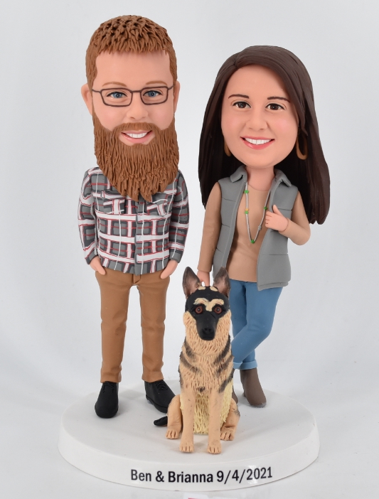 Custom cake topper home sweet home couple with dog