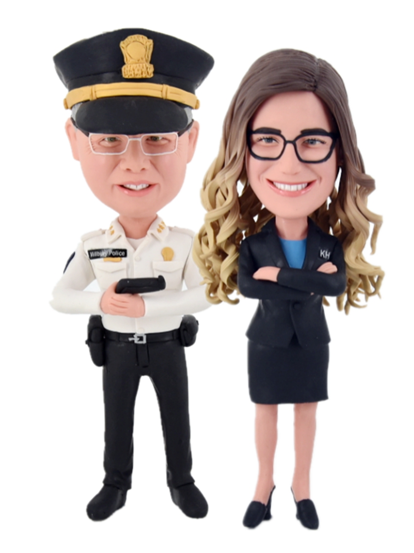 Custom cake toppers male police marrying office lady